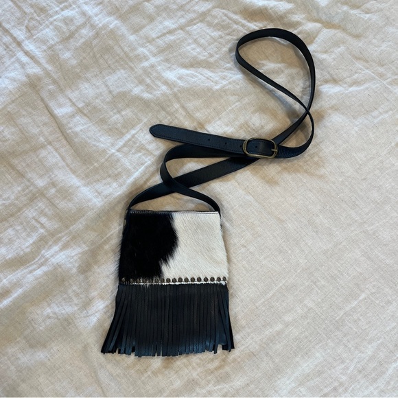 Lucchese Cow Print Bag with Fringe - Picture 1 of 9